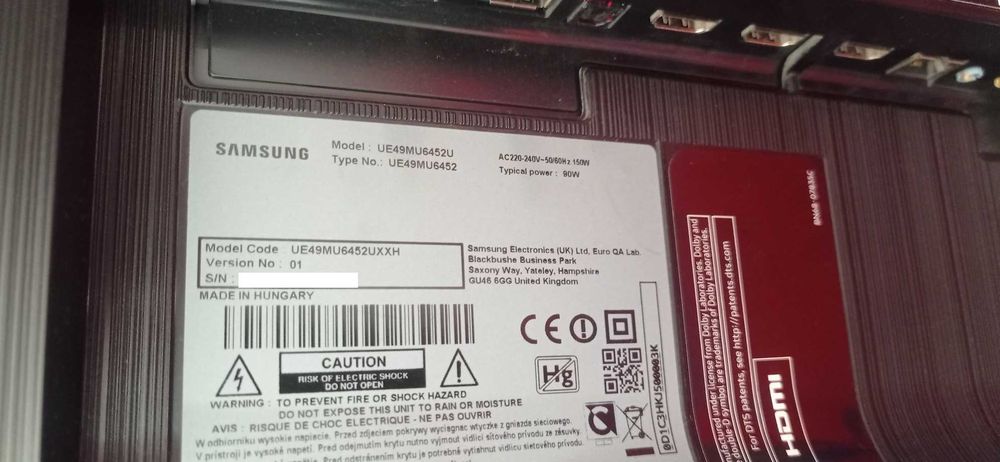 Telewizor Samsung UE49MU6452 49" 4K, Smart, DVB-T2, dowóz