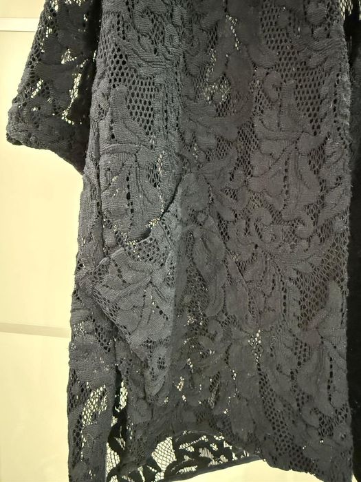 Czarna koronkowa narzutka Zara krótki rękaw M