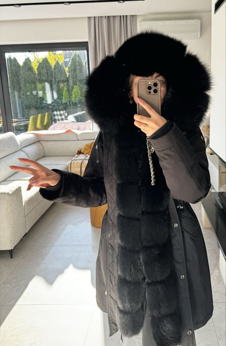 Parka, jenot, L, futro