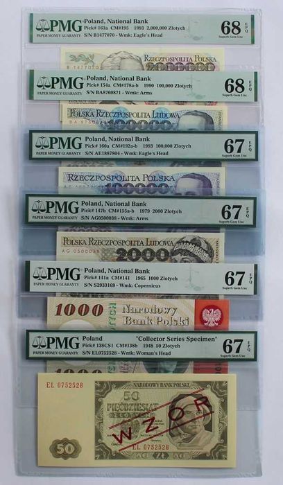 Ignacy Paderewski 2 mln 2.000.000 zł 1993 banknot grading PMG 68