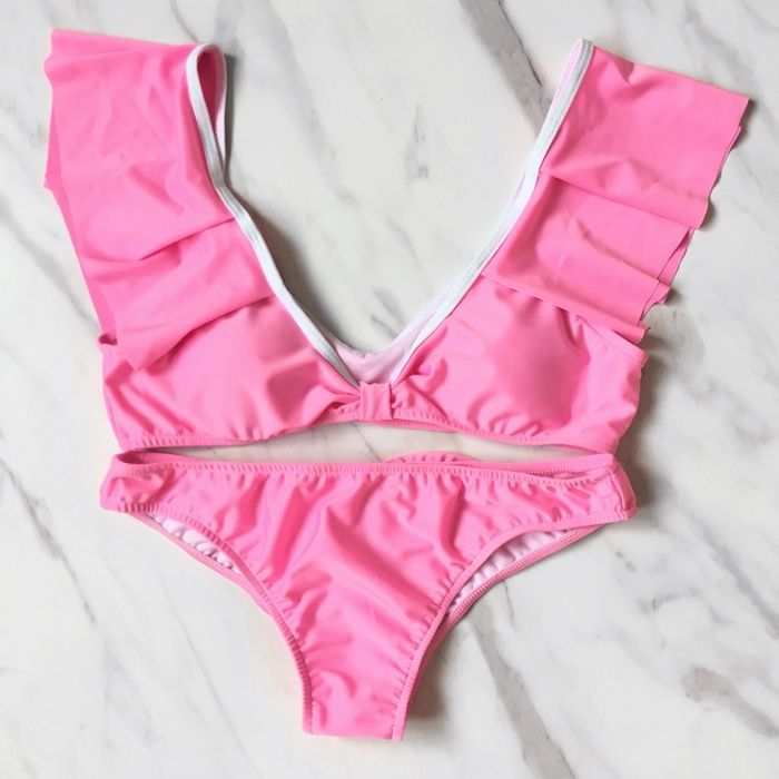 Новый розовый яркий купальник раздельный размер m