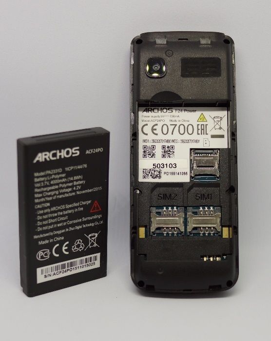 Telefon Archos f24 Power Bank Dual Sim Latarka Bateria 4000mAh microSD