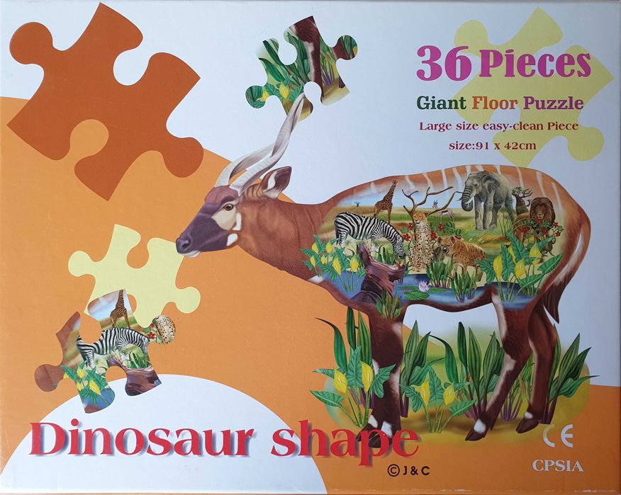 Пазл Тварини савани “Dinosaur shape” (J&C), б/в + бонус