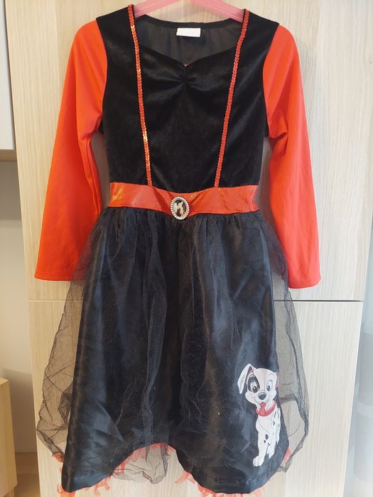 Kostium 110/116 Cruella 101 dalmatyńczyków przebranie balik sukienka