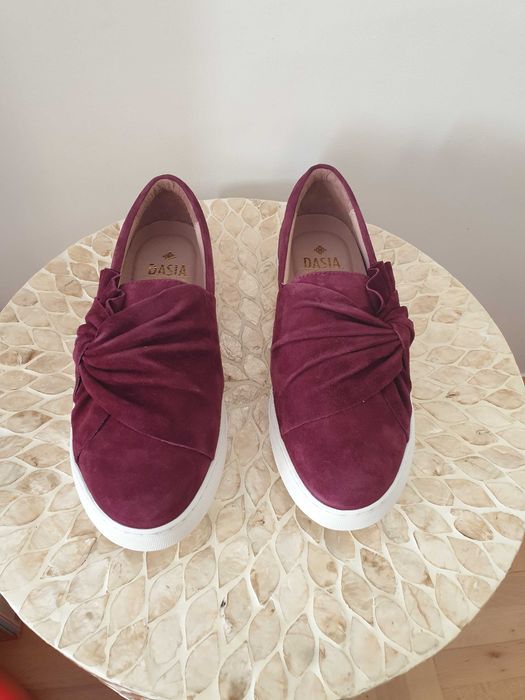 Buty mokasyny Dasia burgundowe 38 skóra trampki bordowe