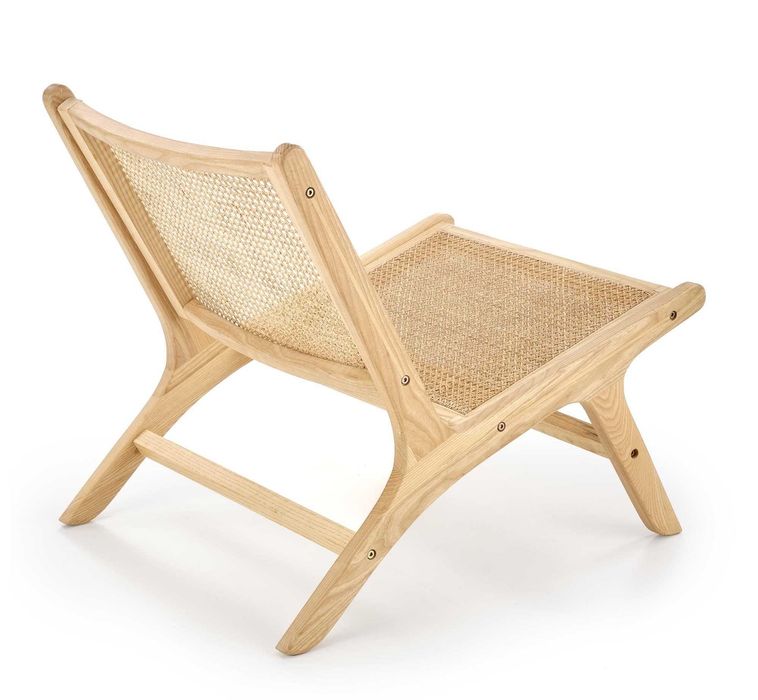 Fotel wypoczynkowy drewniany, rattan naturalny FODEN 2 boho