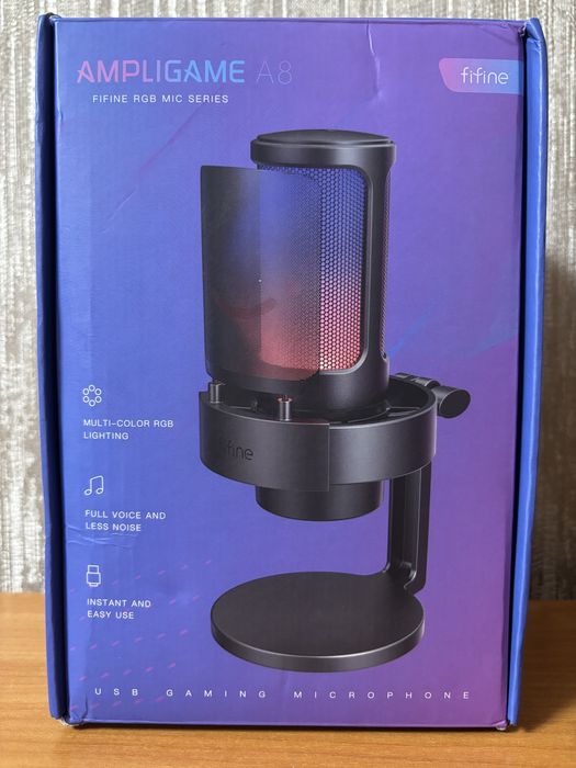 Студійний конденсаторний мікрофон Fifine A8 з RBG підсвіткою
