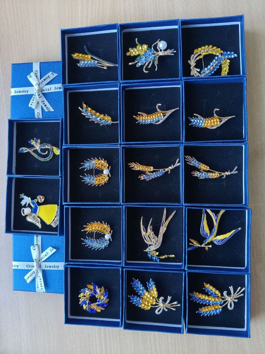 Розкішні брошки колоски/пташки/Брошь птица/брошка патріотична/Подарок