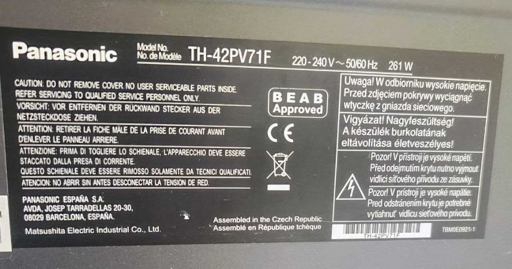 Panasonic Viera TH-42PV71F 42 дюйма телевизор.