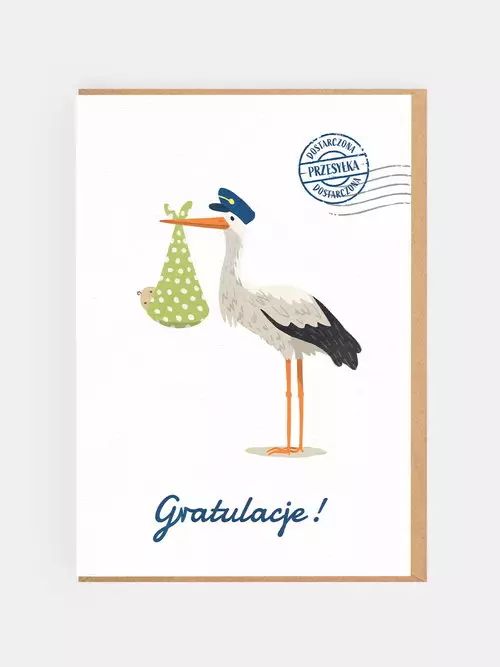 Bocian kartka. Nadwyraz.com. Nowy Produkt