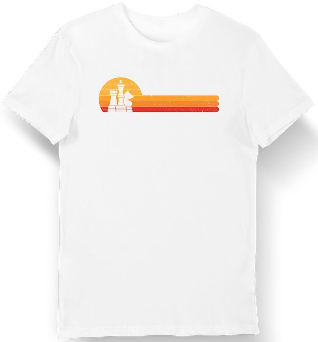 Koszulka męska dla szachisty - szachy retro biała 3XL