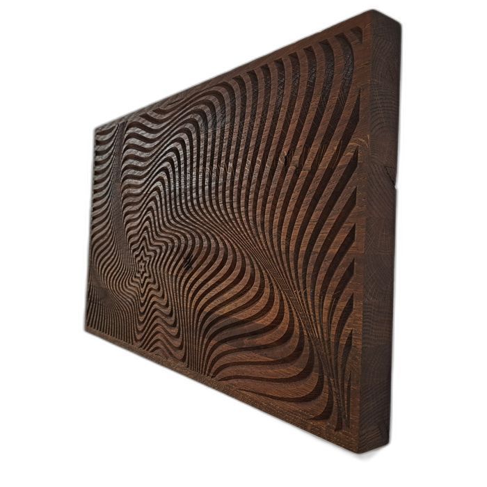 Abstrakcyjna dekoracja z drewna 3D 53 × 31 cm – hipnotyczny wzór