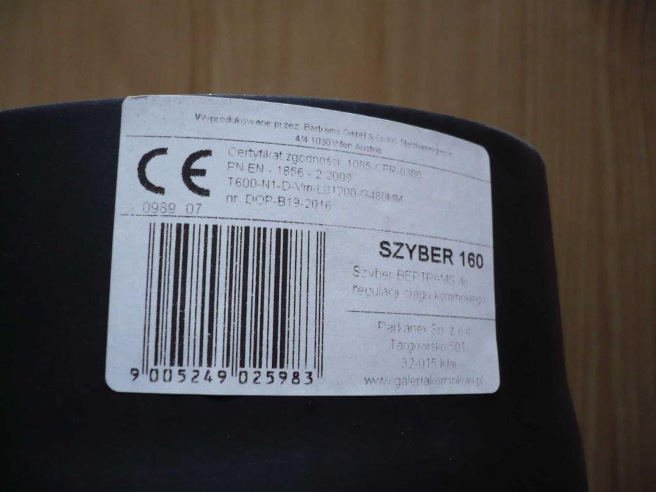 szyber do regulacji ciągu kominowego 160mm 2mm BERTRAMS