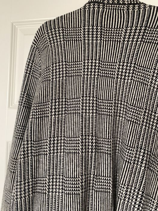 Sweter butikowy w kratkę pepitkę gruby dwurzędowy kieszenie