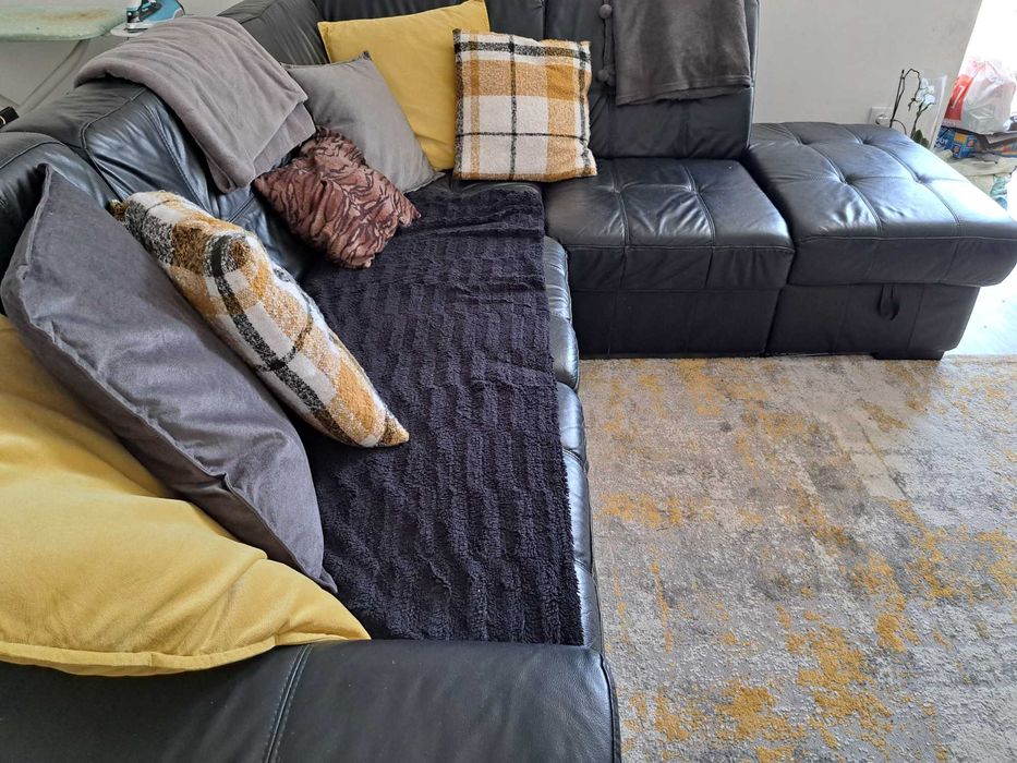 Sofá pele natural preta