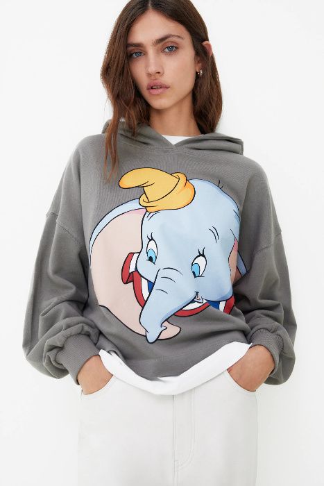 ZARA Luksusow BLUZA ze słoniem DUMBO z kapturem M