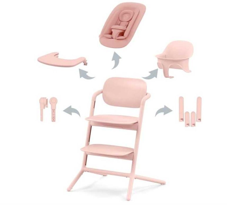 Krzesełko do karmienia Cybex Gold LEMO Zestaw 4 w 1 różowe | Pearl Pink | Od urodzenia do 99 lat