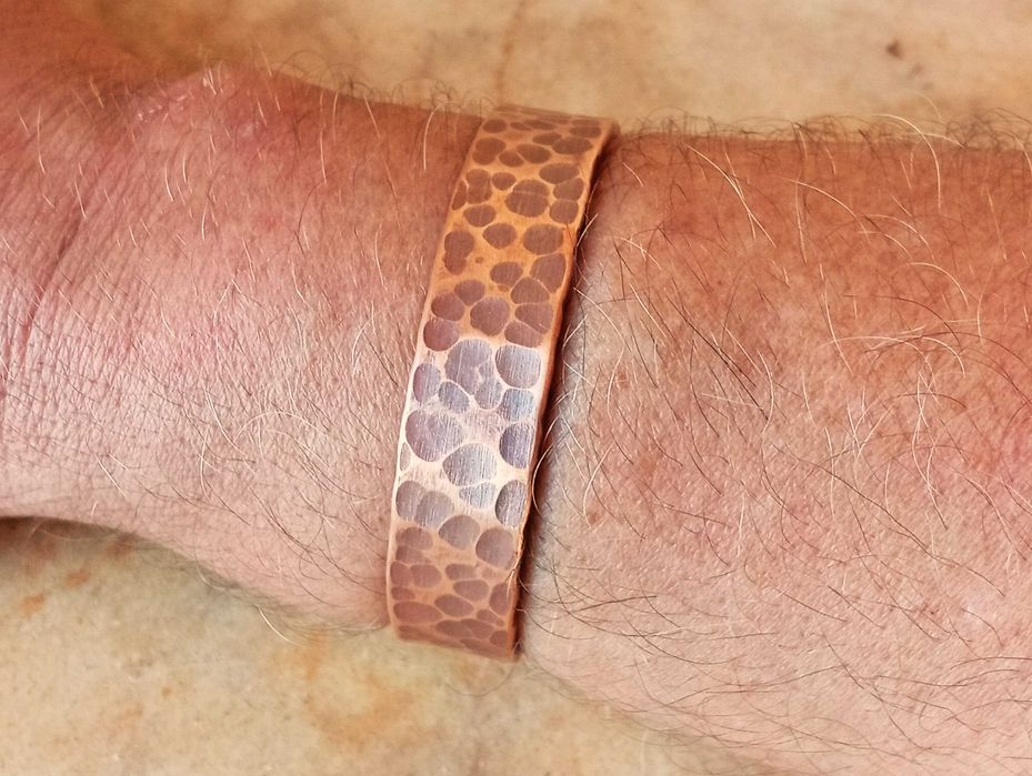 Pulseira de cobre verdadeiro, pesada 15X3mm. Pulseira terapeutica artesanal.