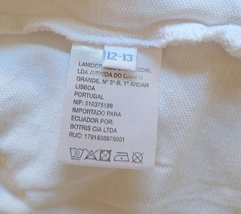 Polo branco Lanidor 12-13 anos