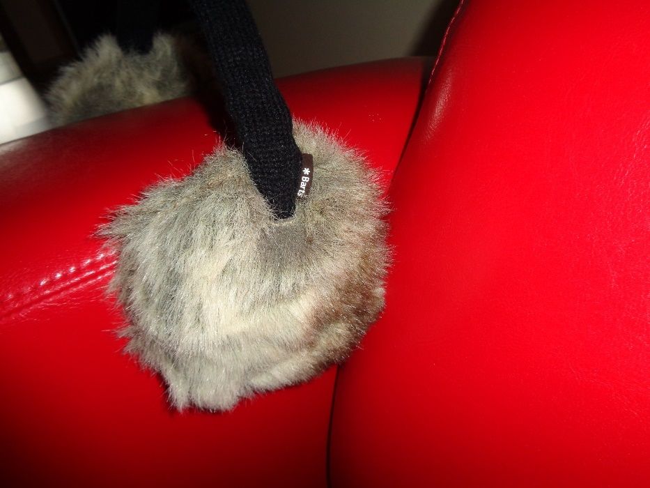 BARTS składane regulowane nauszniki futerkowe szare brązowe OMBRE