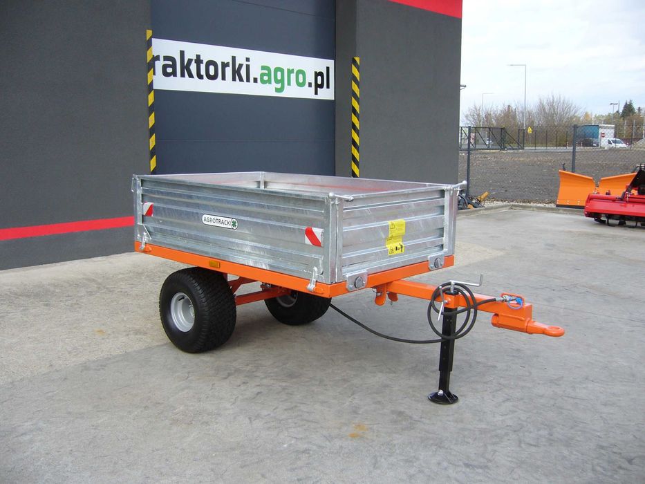 Przyczepa 1T z wywrotem hydraulicznym na tył AGROTRACK traktorkiagropl