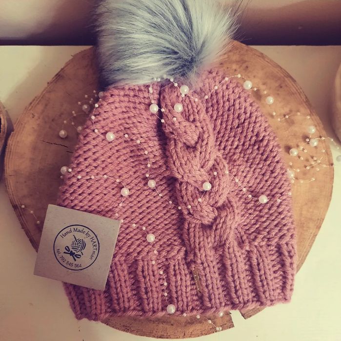 Komplet opaska i komin, rękodzieło, wełna merino