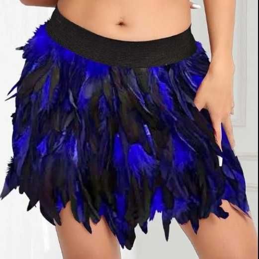 Спідниця чорно-синя в стилі 1920-х з пір'ям до новорічного костюму, М.