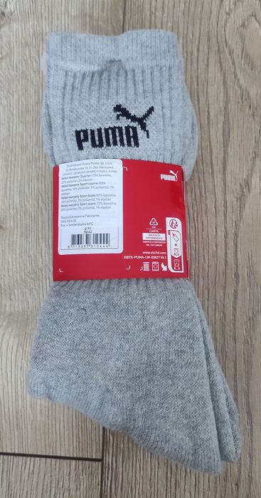 Skarpetki męskie Puma Regular Crew 3 pary szare 39-42 nowe