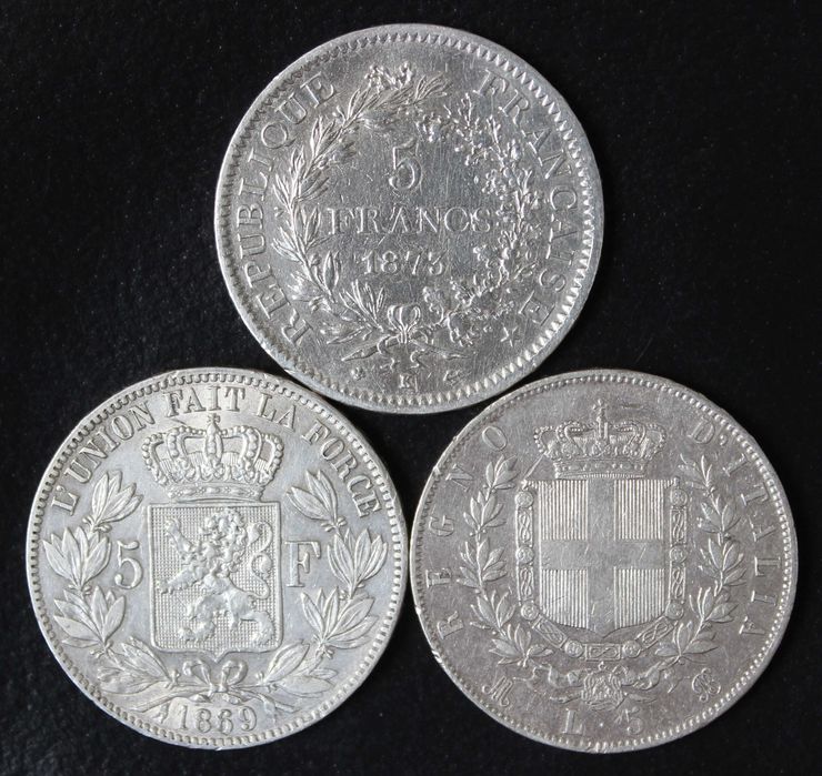 монета 5 франков 1833,1841,1849,1850,1852,1869,1873 года