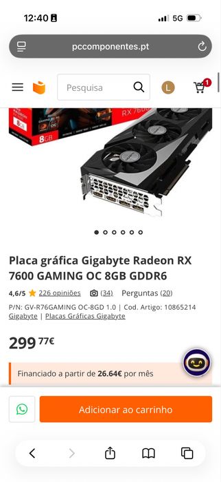 RX 7600 8GB gygabite OC