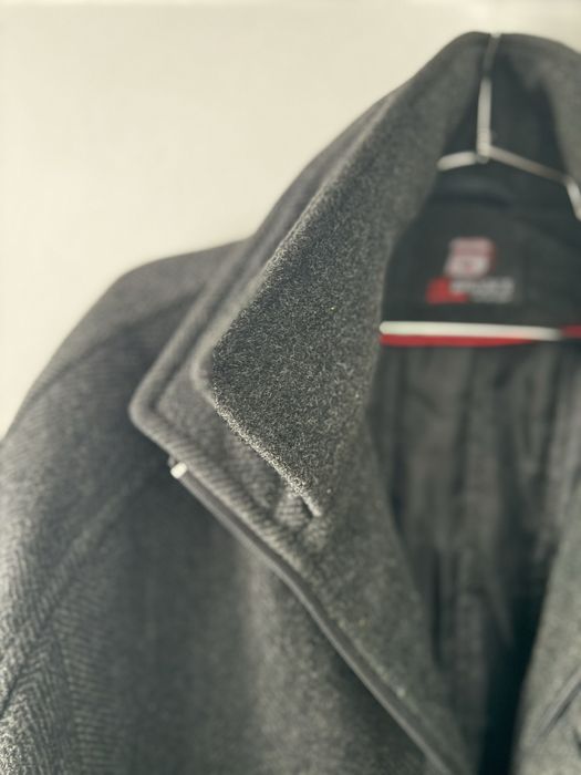 Męski płaszcz oversize grafitowy szary 80% wełna