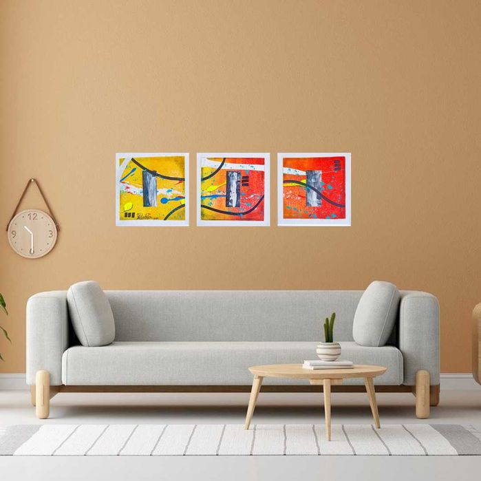 3 Quadros Decorativos Abstrato Contemporâneo