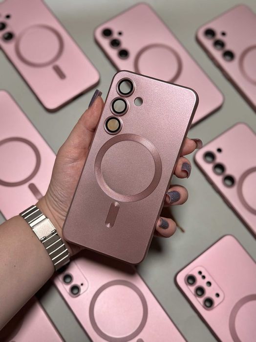 Силіконовий чохол хром MagSafe магніт протиударний з лінзами Samsung