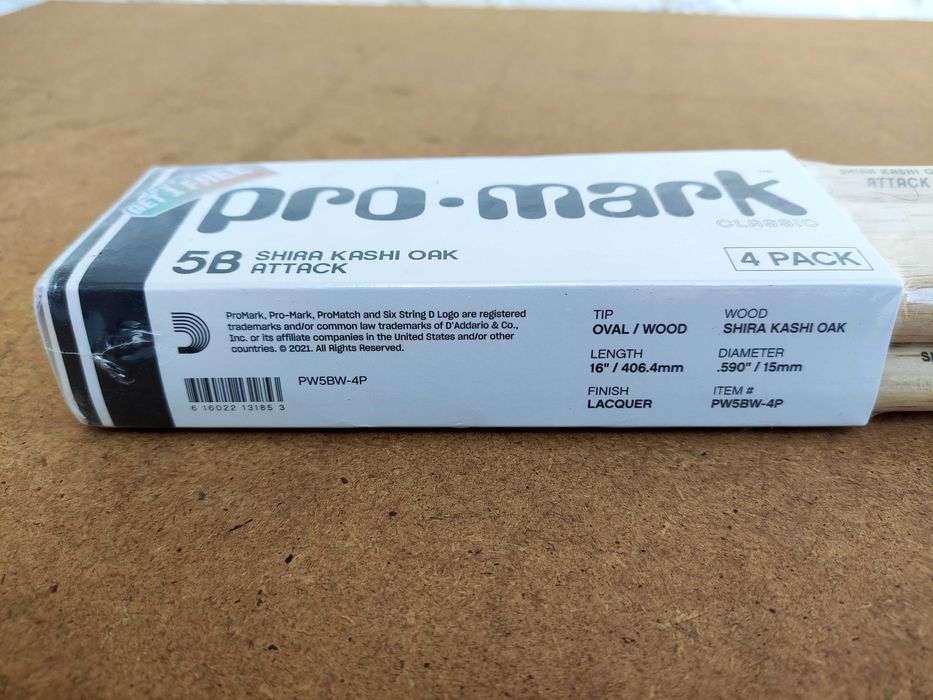 Baquetas Pro Mark 5B Shira Kashi Oak Attack - 4 Pack NOVO