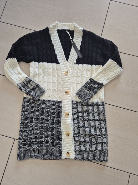 Sweter długi kardigan damski