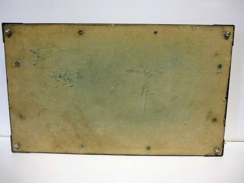 fantástico antigo tabuleiro em vidro biselado com armação cromada