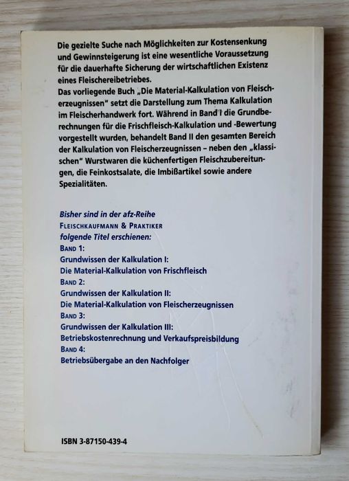 Grundwissen der kalkulation ll: Kalkulation von Fleischerzeugnissen