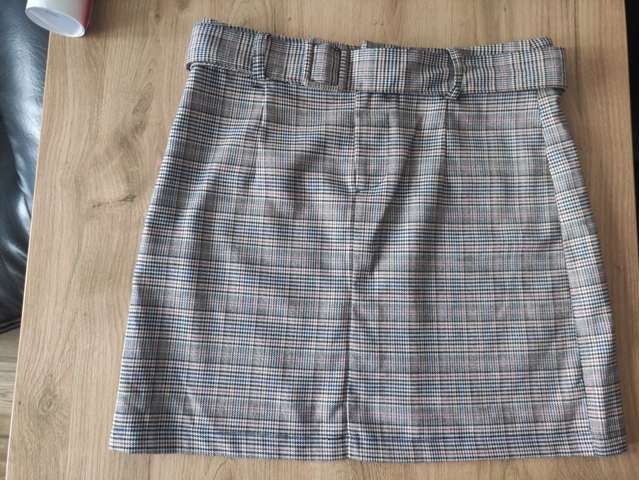 Spódniczka mini w kratkę z paskiem, Sinsay, rozm. S