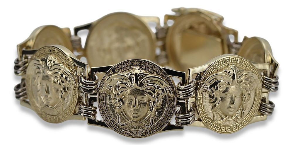 Złota bransoleta grecki wzór meduza 14k 585 cb165yw 18-22cm