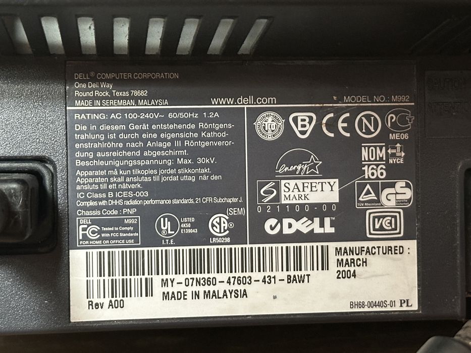 Monitor CRT Dell M992 kineskopowy 19" retro gaming