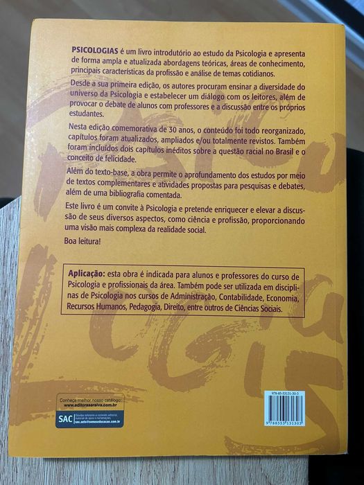 Livro Psicologias - 15ª edição - Ed. Saraiva