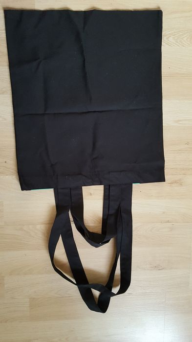 Solidna bawełniana czarna Torba z napisem, 38x42 cm