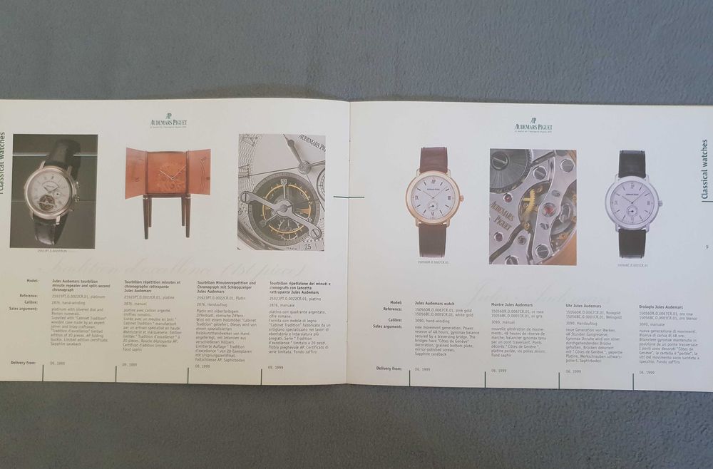 AP - Audemars Piguet - Catálogo / Livro OFICIAL de relógios - 1999