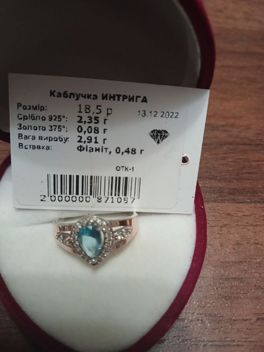 Продам комплетк сережки и кольцо