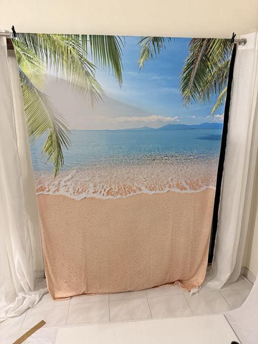 Fundo fotografico de praia em tecido