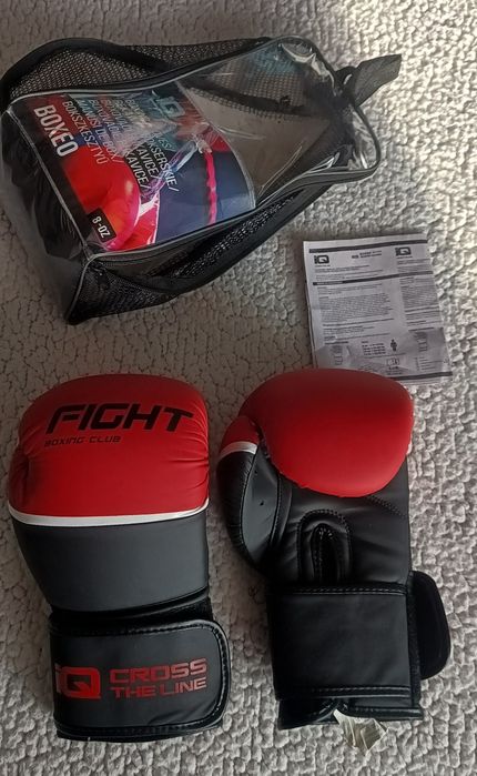 Nowe Rękawice bokserskie Iq Cross The Line Boxeo Mat Black/Mat Red