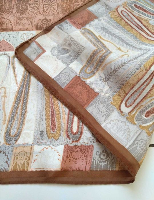 Chusta brąz beż 100 % Jedwab Silk Soie Seide