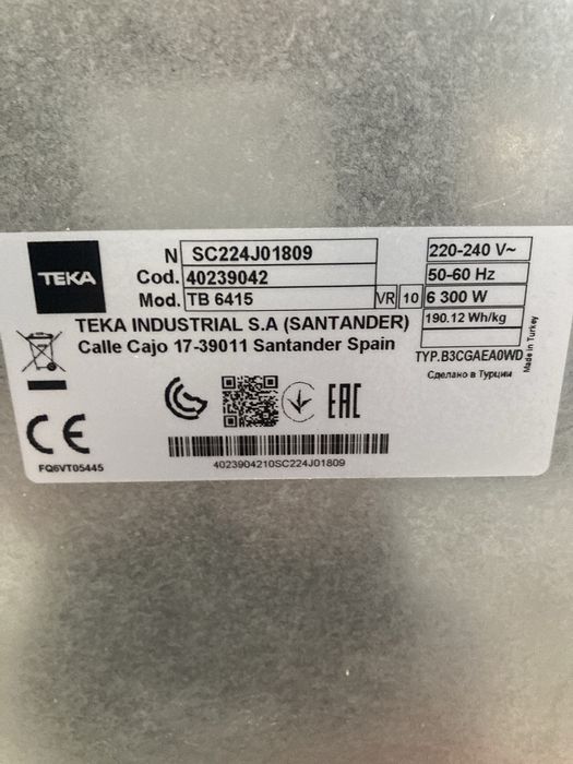 Placa Vitroceramica Teka