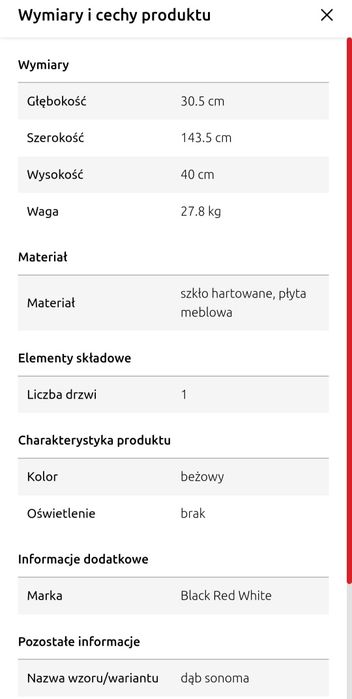 Komoda z witryną dąb sonoma