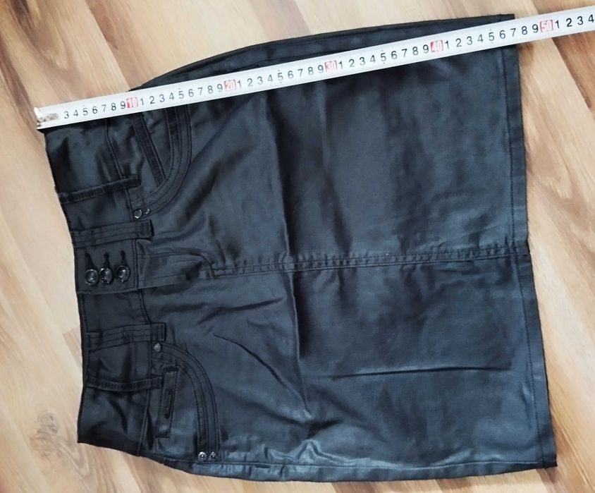 mini spódniczka z wysokim stanem S woskowana skórzana goth elastyczna